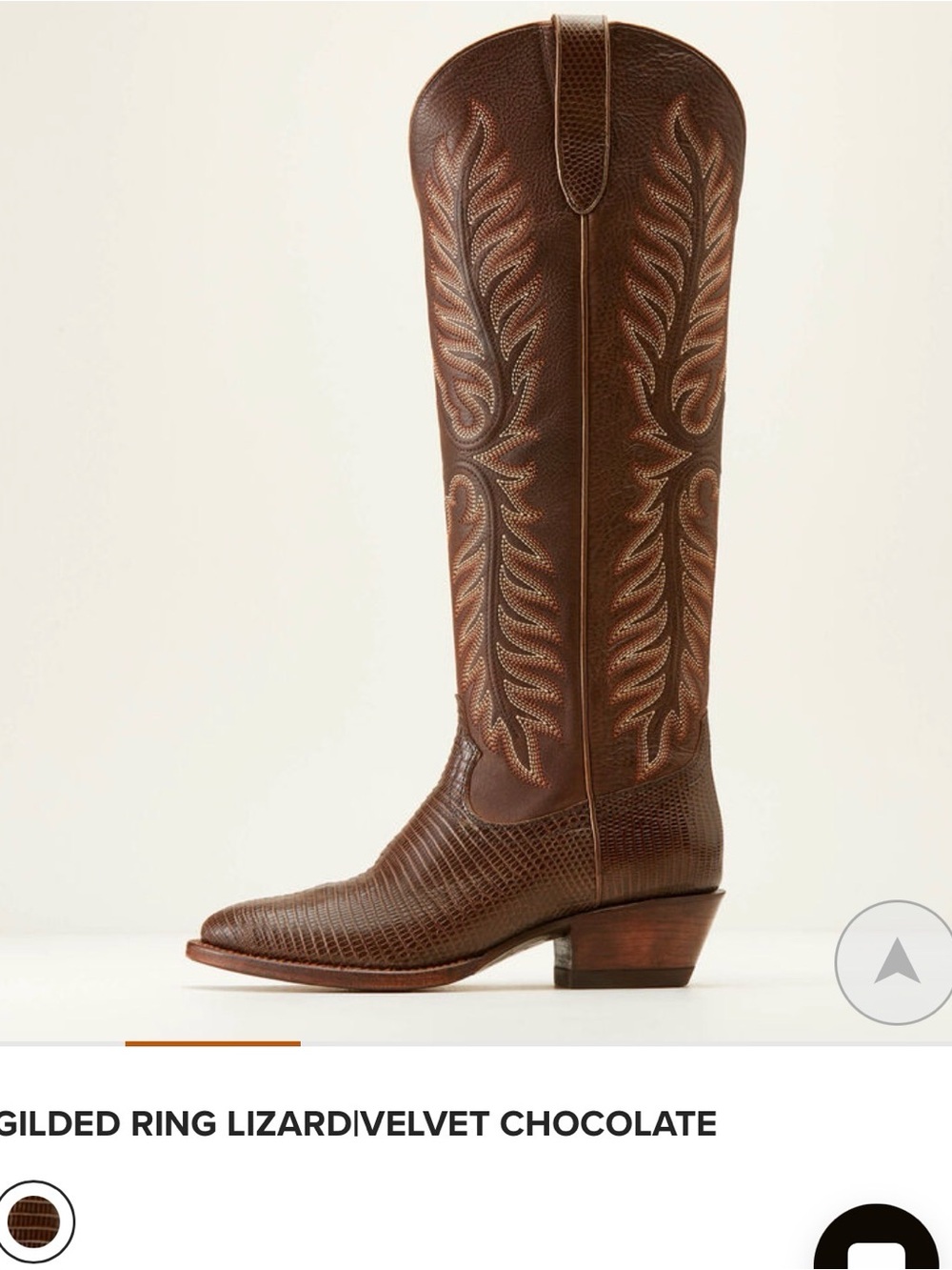 NWT Ariat Chocolate Brown Embossed Lizard-Texture Knee-High Western Boot SZ 9 - Picture 2 of 16
